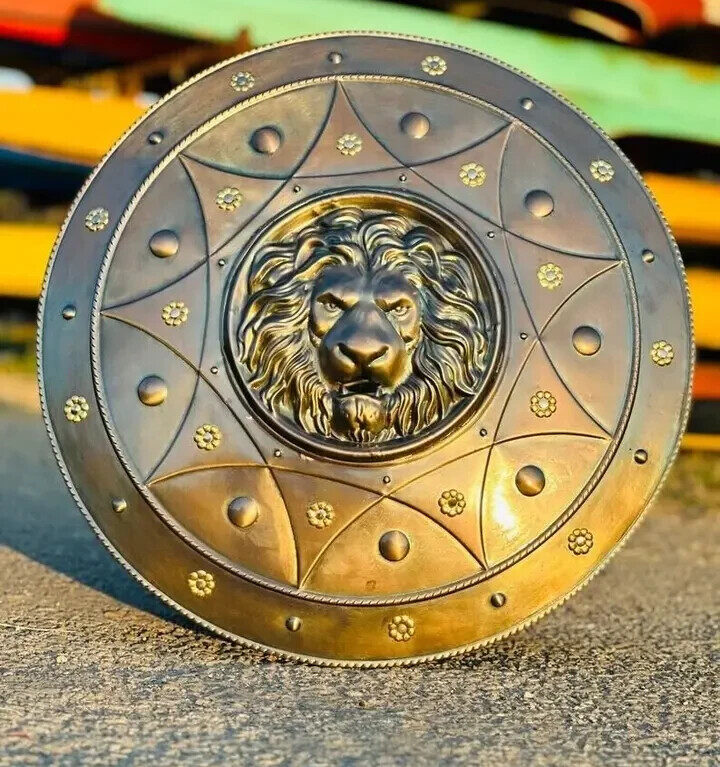 Lion Face Medieval Iron Shield |Viking round shield | Reenactment /Cosplay Costume