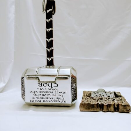 Life Size Avengers Thor Hammer Replica Full Metal Mjolnir with Resin Base for Cosplay & Display