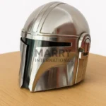 Mandalorian Helmet Replica – Chrome Baskar Cosplay Prop | Star Wars Inspired Collectible | Adult Wearable Armor Helmet