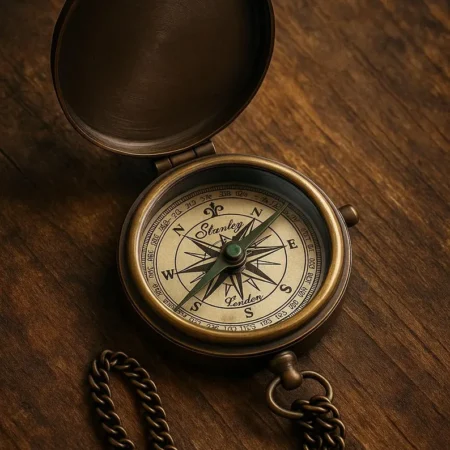Vintage Brass Compass with Lid & Chain | Nautical Maritime Sundial Gift | Antique Style Working Compass