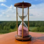 Vintage Brass Hourglass with Purple Sand & Yellow sand – Wooden Timer Decor, Rustic Desk Ornament, Antique Style Sand Clock