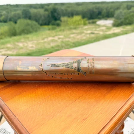 Antique Brass Spyglass Telescope with Eiffel Tower Engraving – Extendable Nautical Scope with Leather Case – Handmade by MARRY INTERNATIONAL